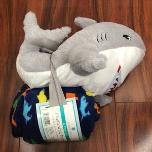 Shark plush with throw blanket